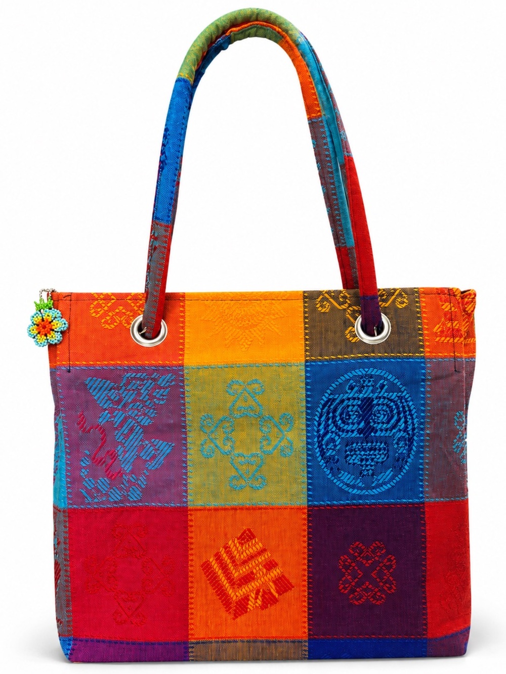 Colorblock Patchwork Tote Bag - Multicolor